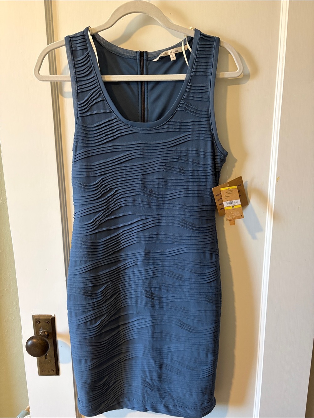 RACHEL Rachel Roy Blue Textured Scoop Neck Tank Dress